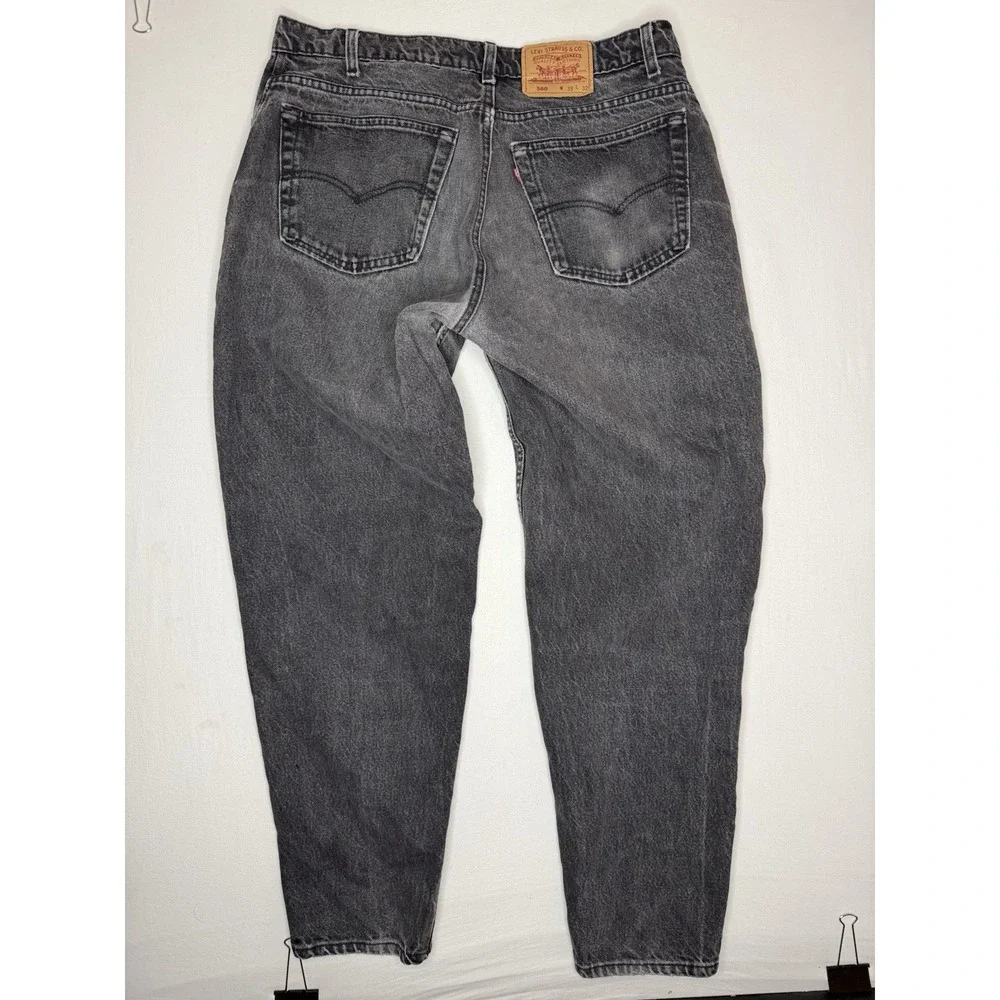 Vintage Levi's 560 Jeans 38x32 Black Loose Tapered Made in USA 90's 1993 Fading